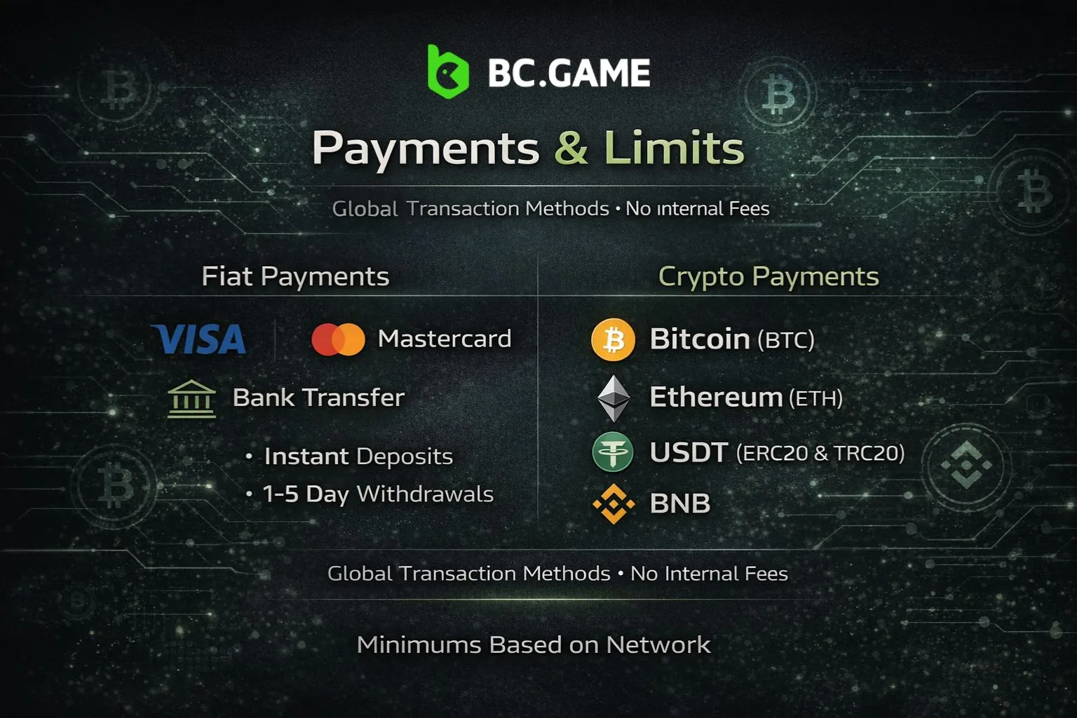 Payment Methods and Transaction Limits